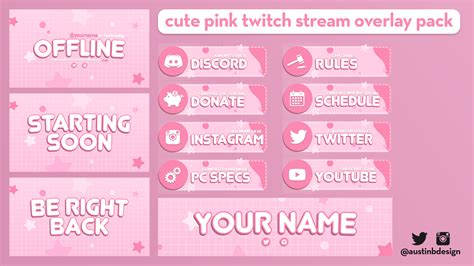 Cute pink twitch stream overlay pack | Streamer Graphics | Twitch ...