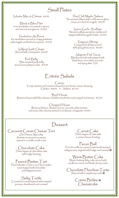 MENU – Landmark Restaurant | Jamestown New York Fine Dining