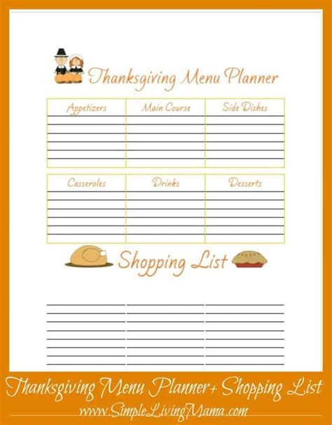 FREE Printable Thanksgiving Menu Planner - Simple Living Mama