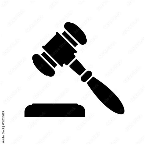 Judge gavel or auction hammer icon. Black icon isolated on white ...