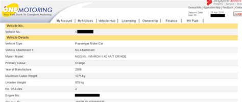 onemotoring lta singapore how to find out vehicle details - Carousell
