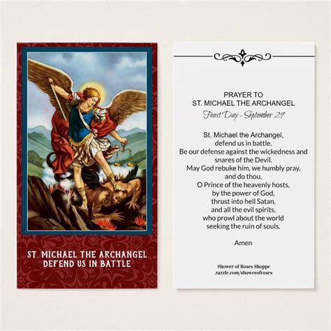 St michael the archangel prayer holy card – Artofit