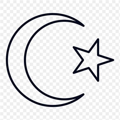 Islamic Crescent Moon and Star Symbol Design Element