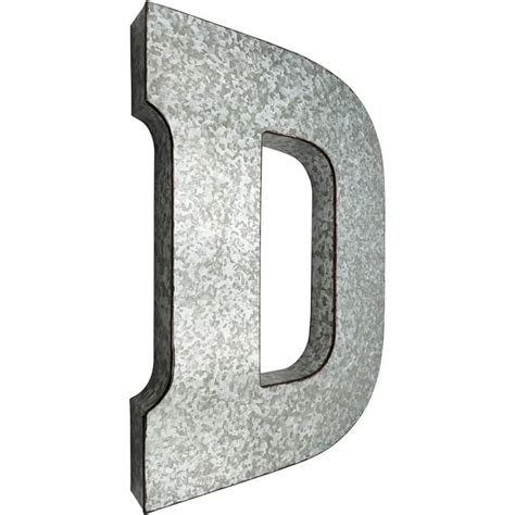 20" Metal Letter "D" Wall Decor, Silver with Rusted Edges, Galvanized ...