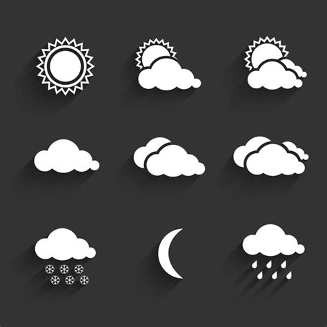 Flat design weather icons set - Stock Image - Everypixel