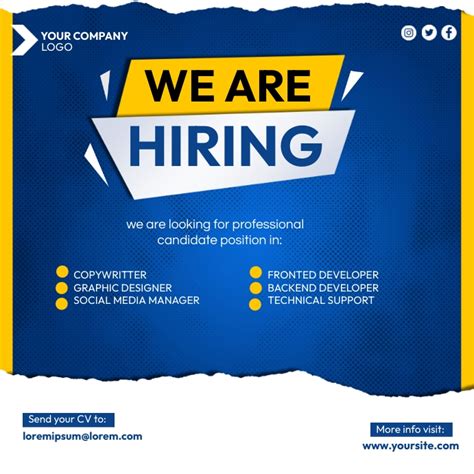 We Are Hiring Poster Template | PosterMyWall