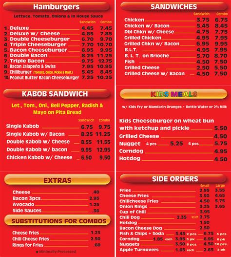 Menu - Charleys Hamburgers