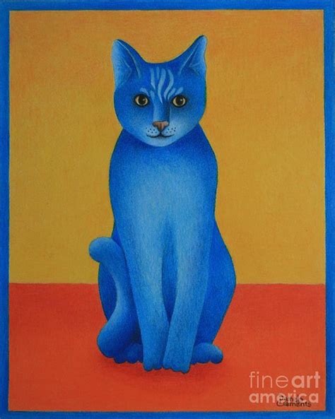 Blue Cat Painting by Pamela Clements - Fine Art America