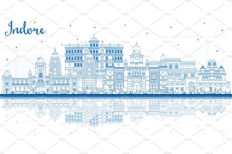 Outline Indore India City Skyline | City skyline, City, Skyline