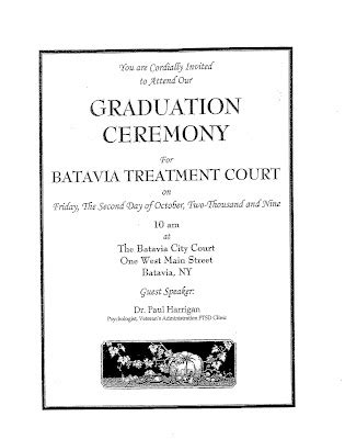 GCASA Cares: Batavia Drug Court graduation this Friday, 10/02/09 at 10 AM