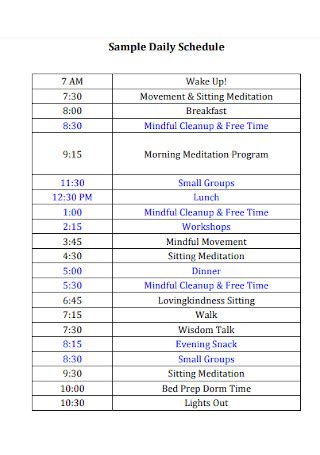 50+ SAMPLE Daily Schedules in PDF | MS Word