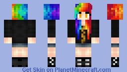 Rainbow Haired Girl Minecraft Skin