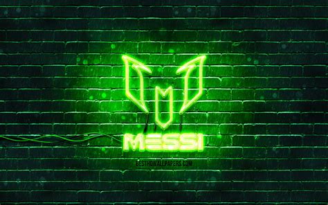 Lionel Messi green logo green brickwall, Leo Messi, fan art, Lionel ...