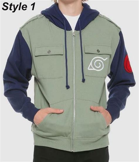 Naruto Shippuden Kakashi Hatake Green and Blue Fleece Hoodie