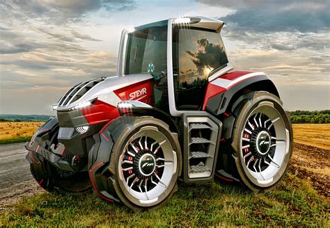 STEYR Konzept Hybrid Tractor Boasts Five Electric Motors and a Matching ...