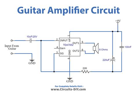 Simple Guitar Amplifier Circuit using TDA7052 - DIY