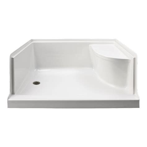 Mirolin Ellis 60-inch W Acrylic Rectangle Shower Base With Seat-Left ...