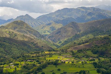 Panoramic View of Rio Piloña Valley Stock Image - Image of asturias ...