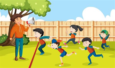 Kids playing red light green light game 7095101 Vector Art at Vecteezy