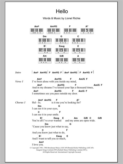 Hello Lionel Richie Piano Chords - Sheet and Chords Collection