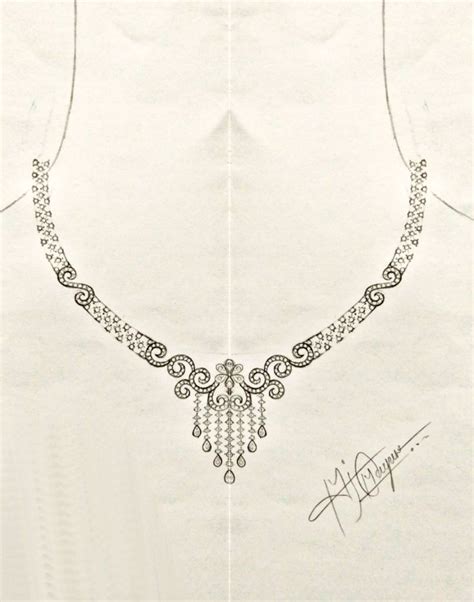 Diamond necklace | Jewellery design sketches, Art jewelry design ...