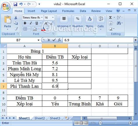 Cách sử dụng hàm Hlookup trên Excel