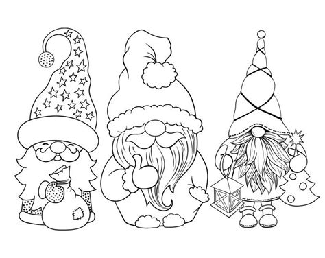 Gnomes Vector Clipart for Digital Stamp. Printable Coloring Pages ...