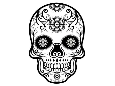 Black and White Sugar Skull/line Art/silhouette/cricut/cut - Etsy