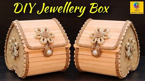 Beautiful jewelry box with Jute, Popsicle Sticks and Cardboard | DIY ...