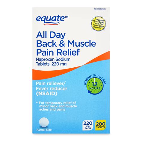 Buy Equate All Day Back & Muscle Pain Relief Naproxen Sodium Tablets ...