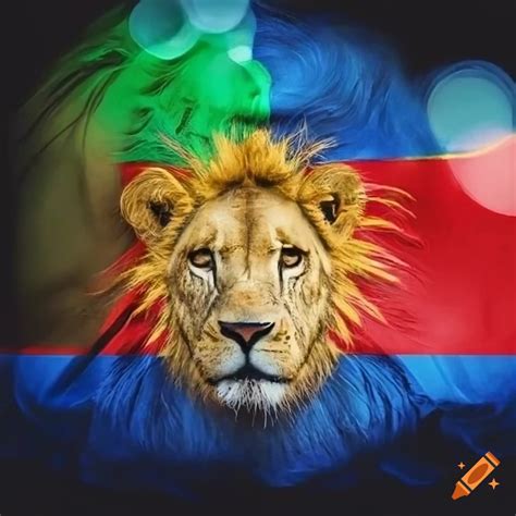 Lion head with eritrean flag colors and symbols on Craiyon