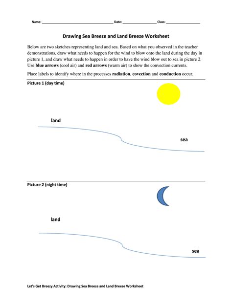 Drawing Sea Breeze and Land Breeze Worksheet - Fill and Sign Printable ...