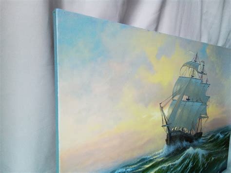 Sailing Ship at Sunset Seascape Custom Oil Painting. - Etsy