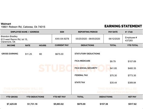 Free Pay Stub Generator Printable