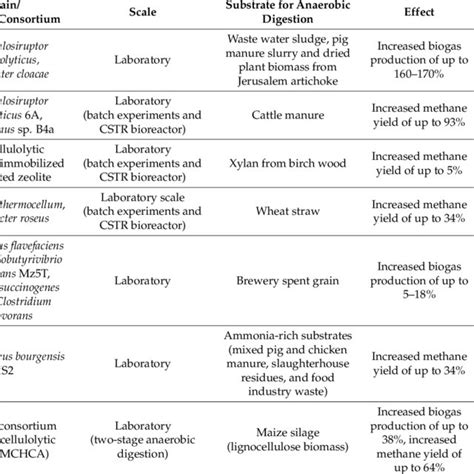 Examples of various bioaugmentation procedures applied in anaerobic ...