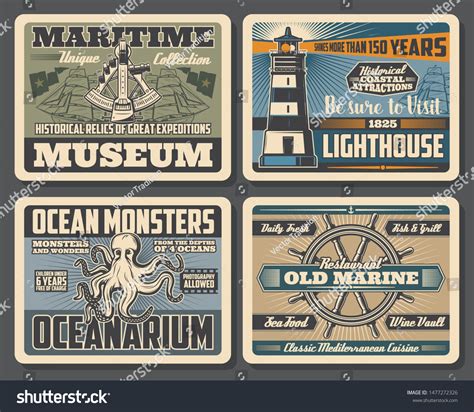 Nautical Retro Posters Vector Sea Ships Stock Vector (Royalty Free ...