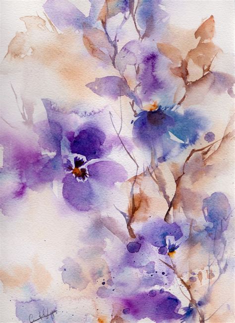 Purple Flowers, Original Watercolor Painting | Абстрактное, Цветы ...