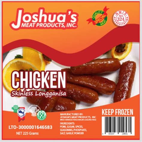 Joshua's Meat Products Chicken Skinless Longganisa | 225 g | Lazada PH