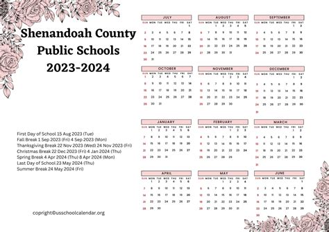 Shenandoah County Public Schools Calendar Holidays 2023-2024