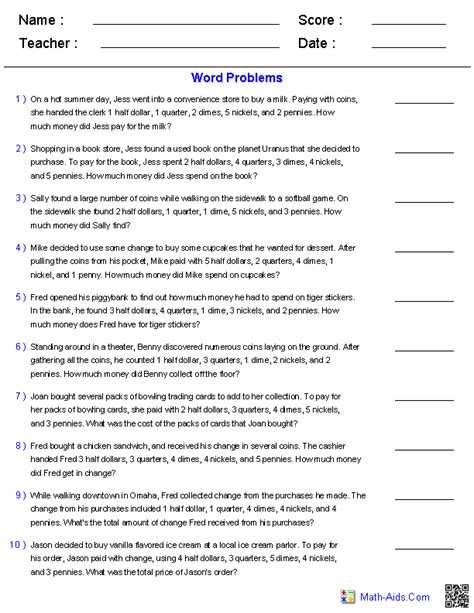 Word Problems Worksheets | Dynamically Created Word Problems | Word ...