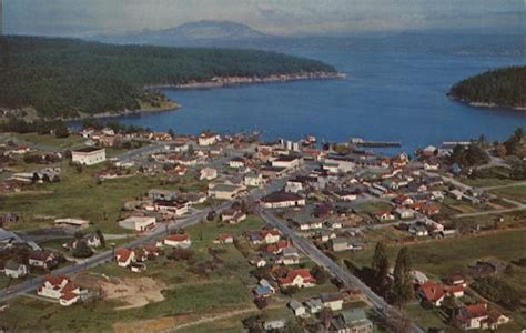 Aerial View of Town Friday Harbor, WA Postcard