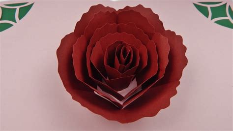 How to make a 3D rose pop up card greeting card flower DIY (tutorial ...