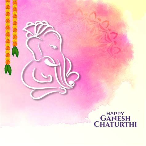 Indian festival Ganesh Chaturthi greeting colorful card 1268125 Vector ...