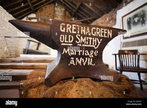 Scotland, Gretna Green, Marriage Anvil in the Old Blacksmith's Shop ...