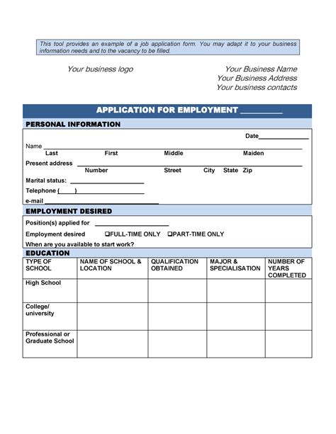 Free Employee Application Form Printable - Printable Forms Free Online