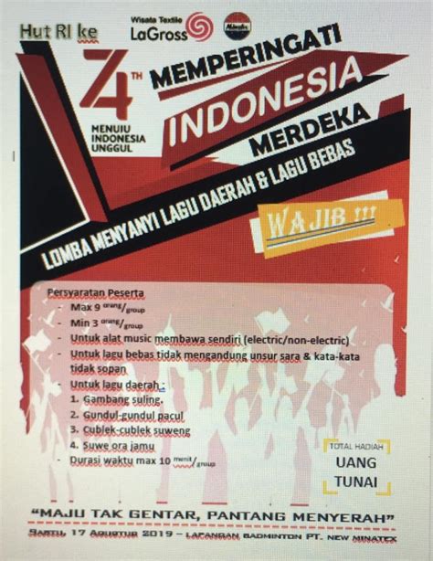 Sambut Hari Kemerdekaan, PT. New Minatex Mengadakan Lomba Menyanyi Lagu ...