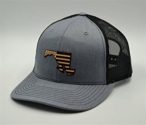 USA State Flag Patch Trucker Hat Grey and Black — MARYLANDHATS.COM