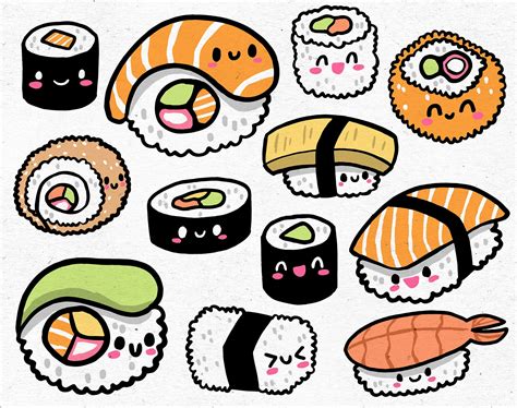 Kawaii Sushi / Digital Graphics / EPS SVG PNG / Voor Otaku - Etsy Nederland