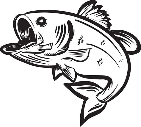 black white vector illustration of fish leaping 2378139 Vector Art at ...