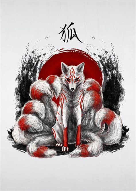 'Nine Tailed Fox Kitsune' Poster by Cornel Vlad | Displate | Japanese ...